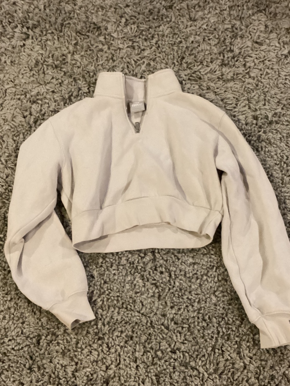 TNA Cream Cropped Half-Zip Cowl Sweater